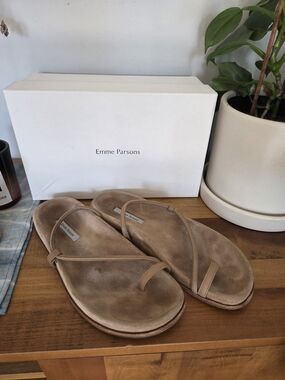 Emme Parsons Bari Slide, Tan Suede & Nappa, Size 40